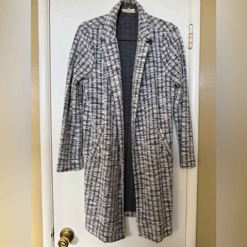 MELLOWDAY Open Front Lightweight Plaid Coat Size Medium